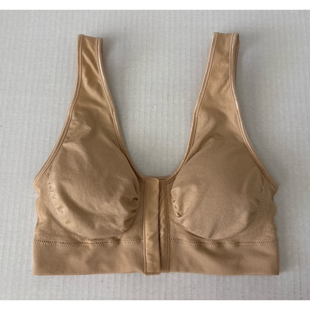 NEW Miracle Bamboo Comfort Bra 3XL Beige Nude Wireless Front Closure